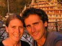 Us on the swinging bridge at Rishikesh.